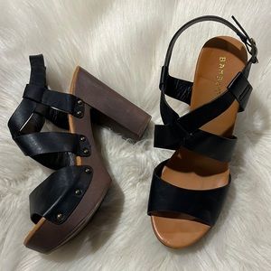 Black Platform Sandal sz 10 Bamboo Brand EUC